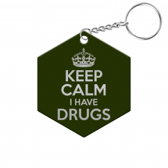 Keep Calm I Have Drugs Hexagon Keychain